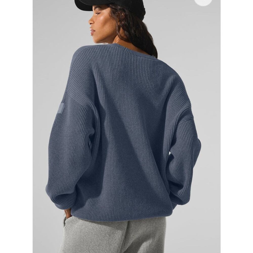 Alo Domain Rib Knit Crew Sweater - Picture 2 of 9